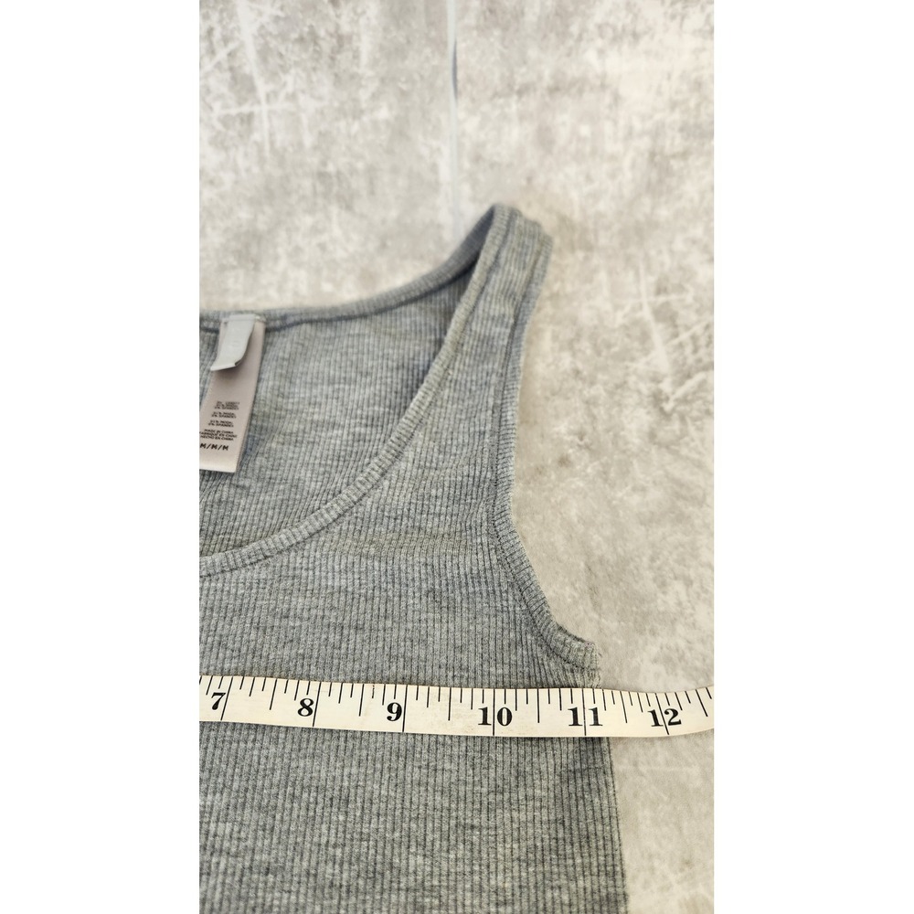 SKIMS Cotton Rib Tank Top Women Medium Heather Grey Scoop Neck Ribbed Fitted - Picture 7 of 9